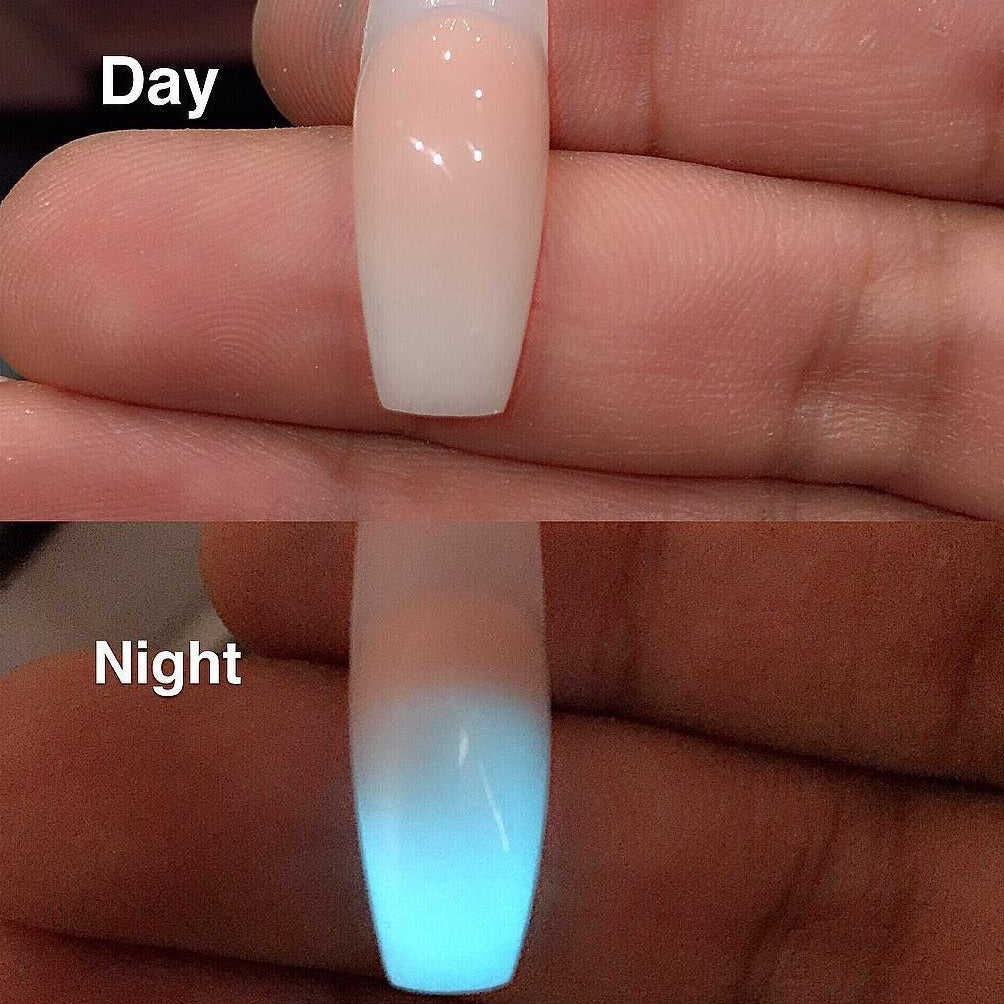 White glow in the dark acrylic powder top