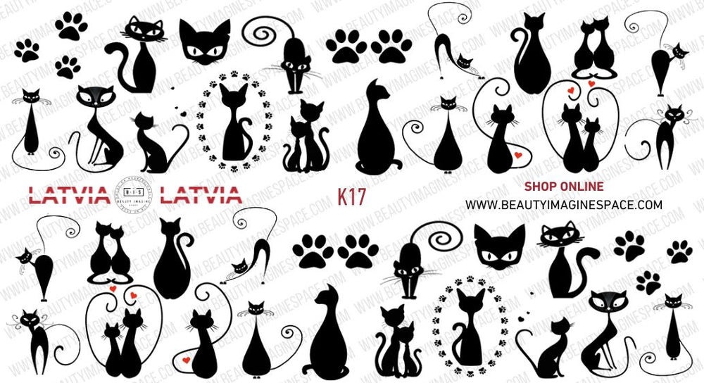 BIS Pure Nails water slider nail design sticker decal CATS, K17