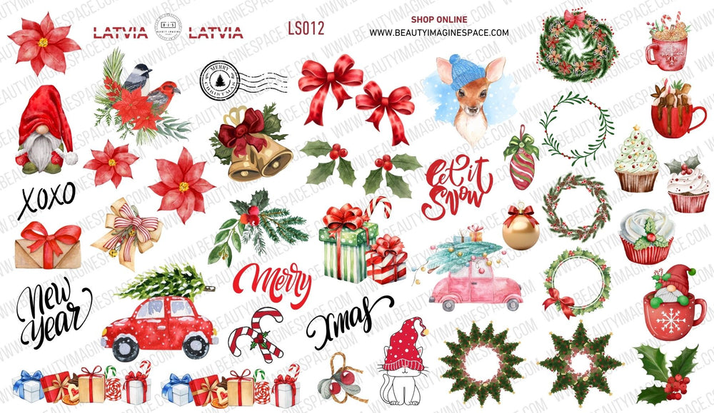 BIS Pure Nails nagu dizaina slaideri uzlīmes Winter holidays W111