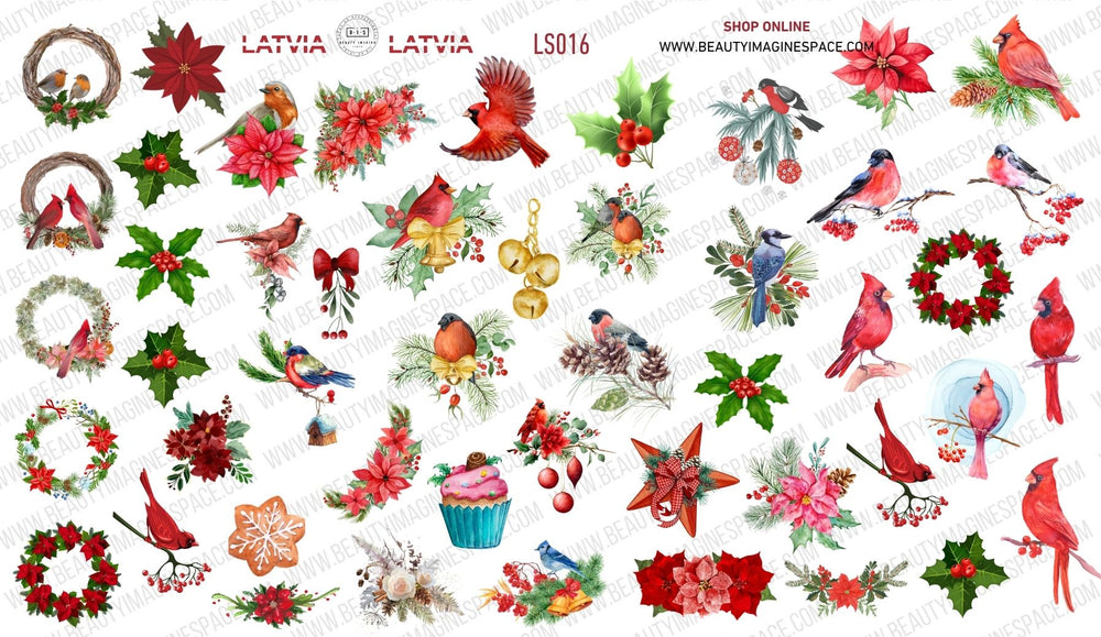 BIS Pure Nails nagu dizaina slaideri uzlīmes Winter holidays W111