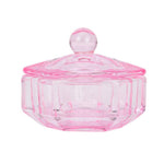 Glass dappen DISH for beauty procedures with lid, PINK