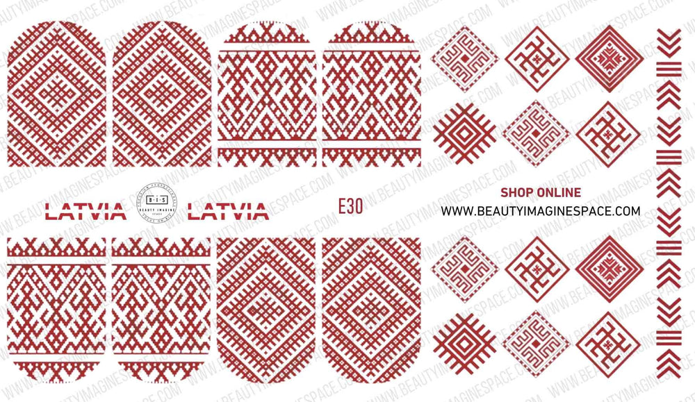 BIS Pure Nails water slider nail design sticker decal LATVIA, E30