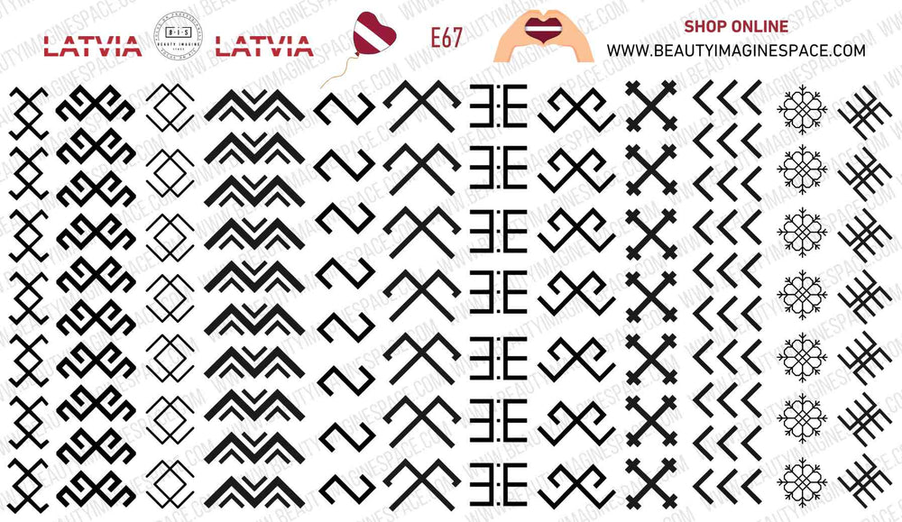 BIS Pure Nails water slider nail design sticker decal LATVIA, E67