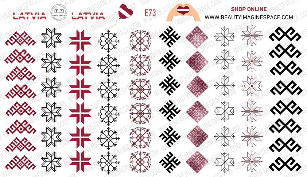BIS Pure Nails slider nail design sticker decal LATVIA, E73