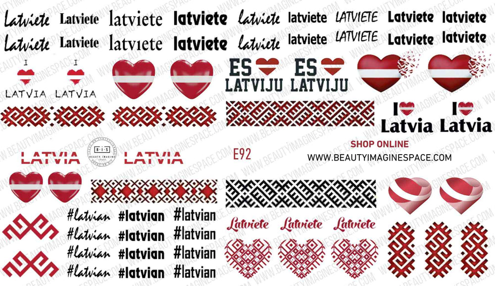 BIS Pure Nails  slider nail design sticker decal LATVIA, E92