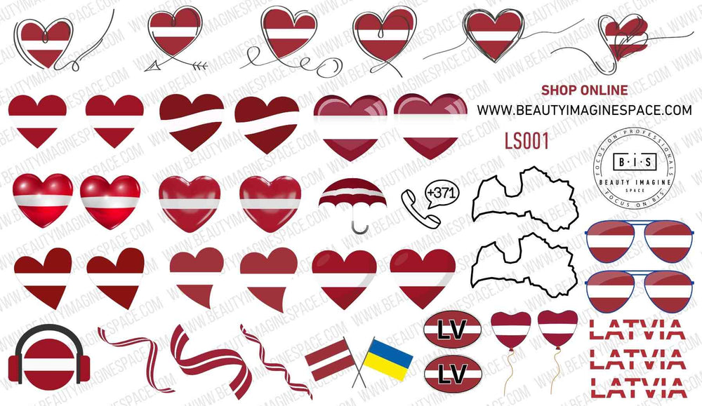 BIS Pure Nails  slider nail design sticker decal LATVIA, LS001