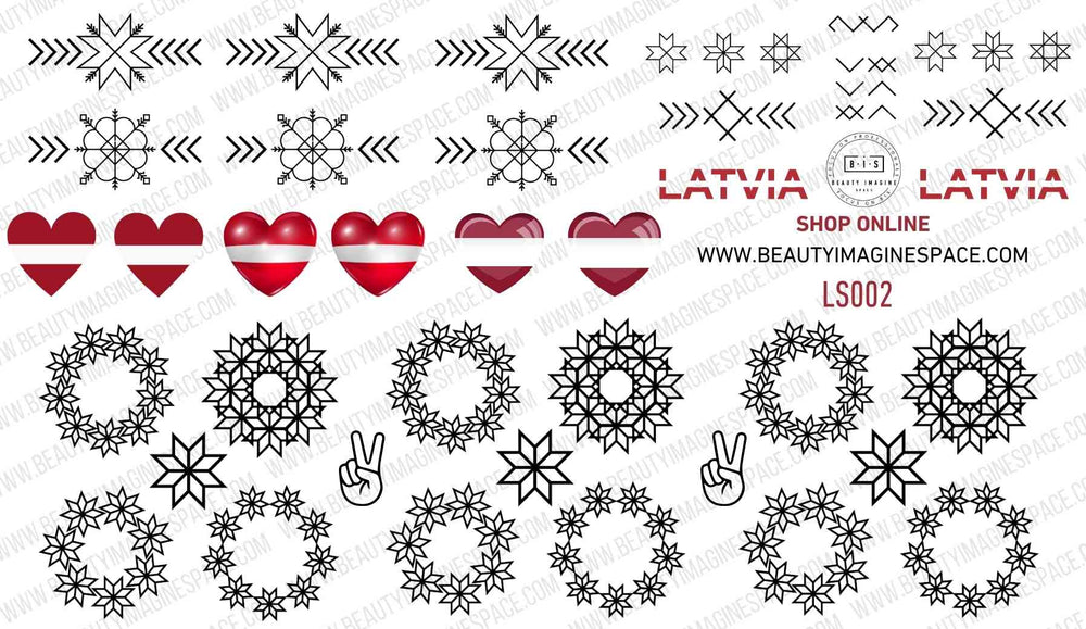 BIS Pure Nails  slider nail design sticker decal LATVIA, LS002