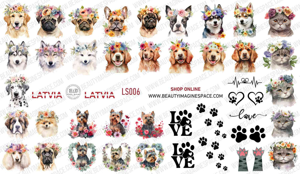 BIS Pure Nails water slider nail design sticker decal FLUFFY ANIMALS, LS006