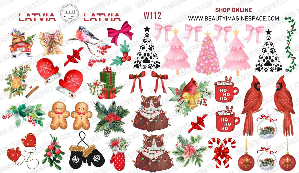 BIS Pure Nails slider nail art design sticker decal CHRISTMAS, W112