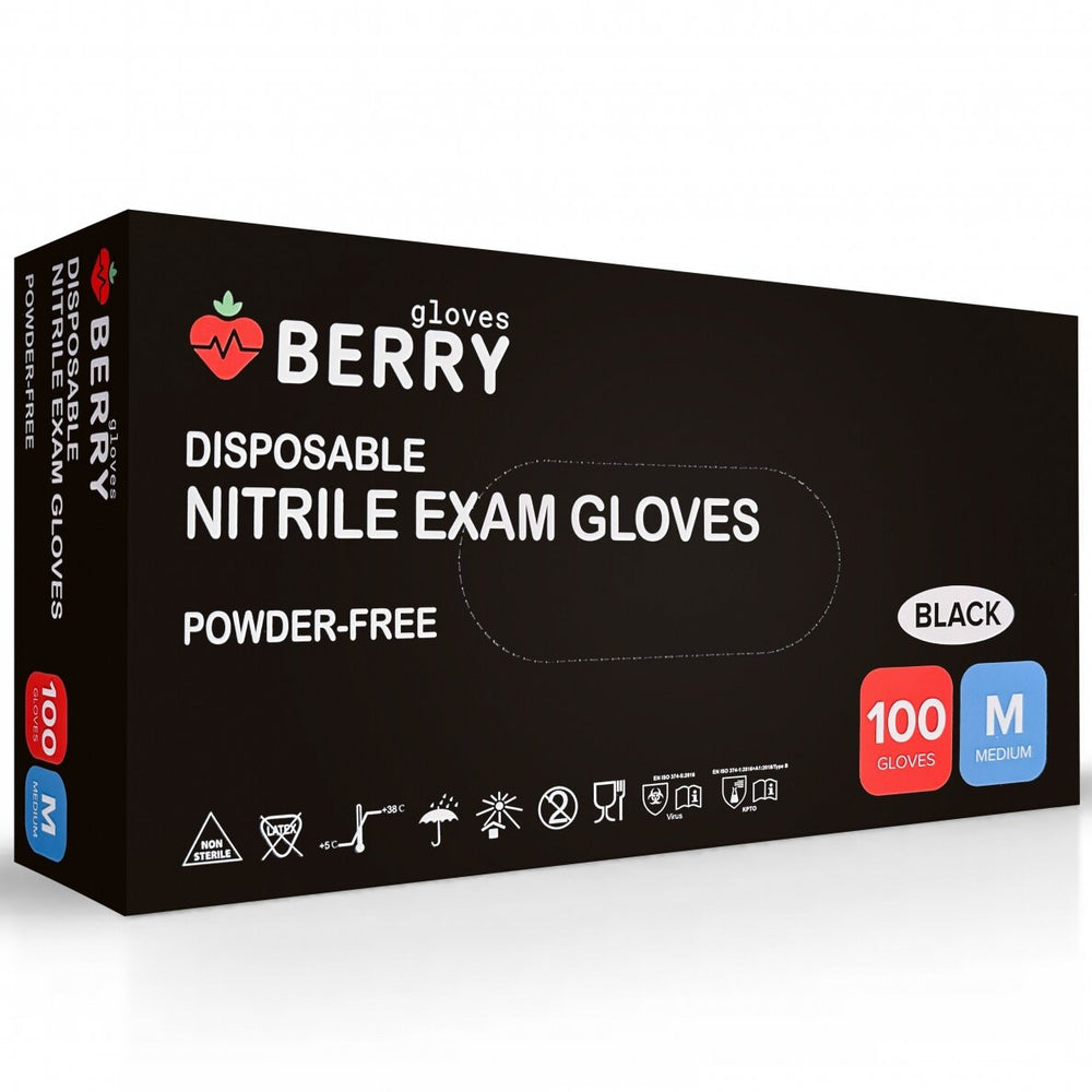 Nitrylex Berry black nitrile gloves 100 pcs, size S or M