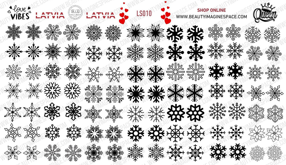 BIS Pure Nails Slider Nail Design Stickers Water Decals | SNOW FLAKES LS010