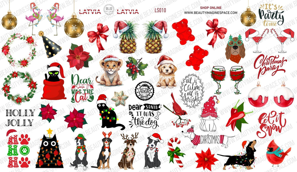 BIS Pure Nails Slider Nail Design Stickers Water Decals | CHRISTMAS ANIMALS