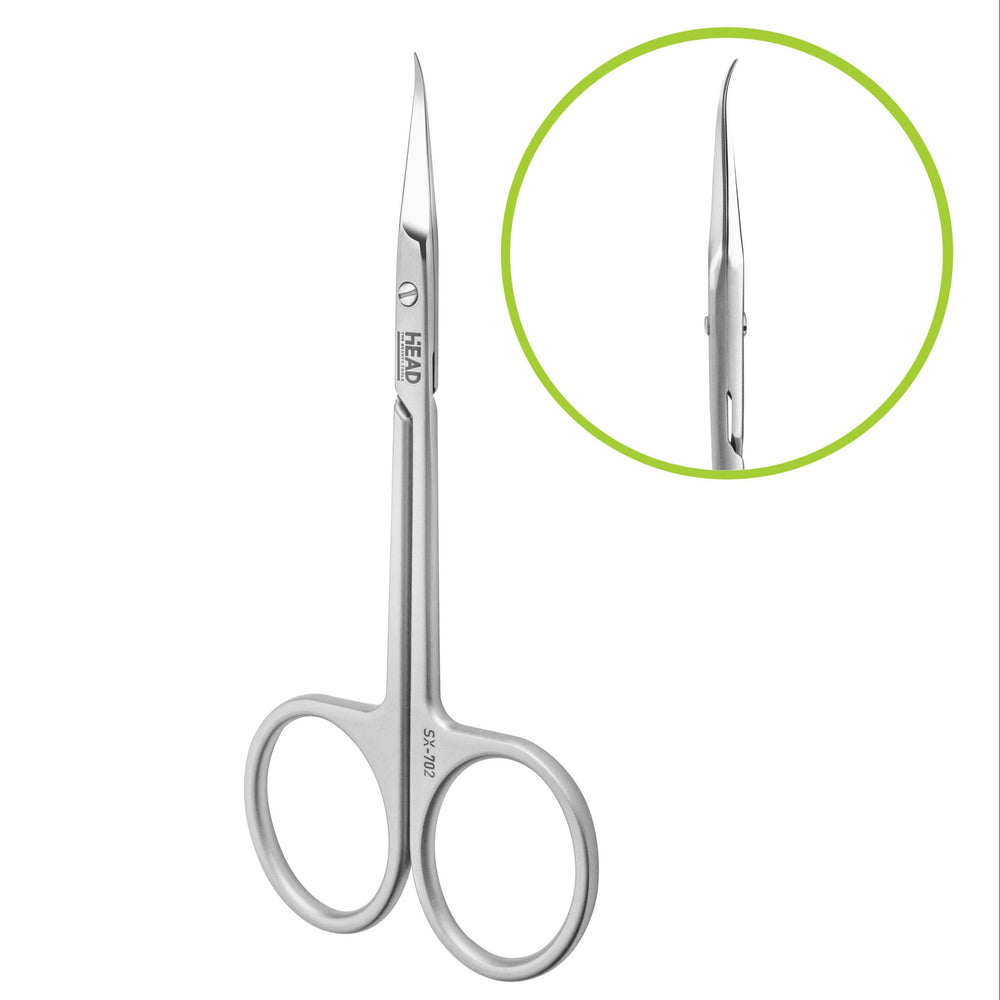 SX-702 professional cuticle scissors with 18 mm hook-shaped blades
