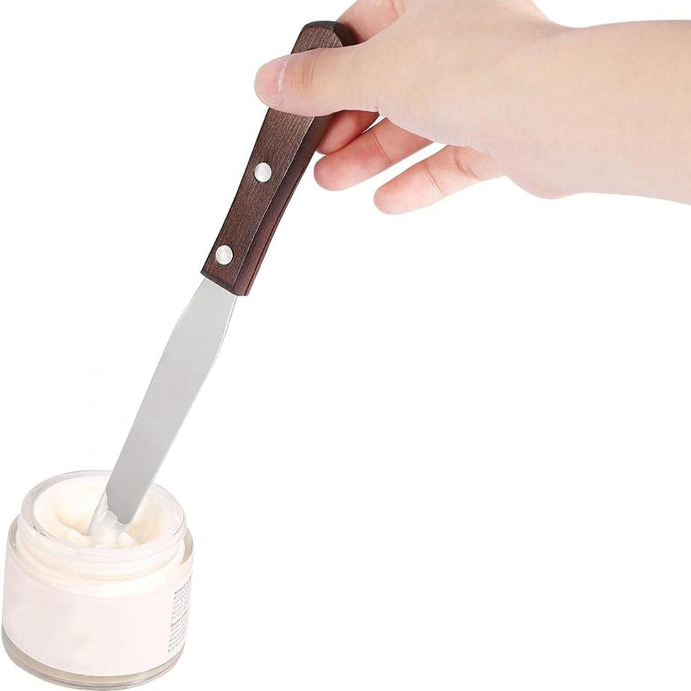 Metal spatula with wooden handle for body waxing, THIN