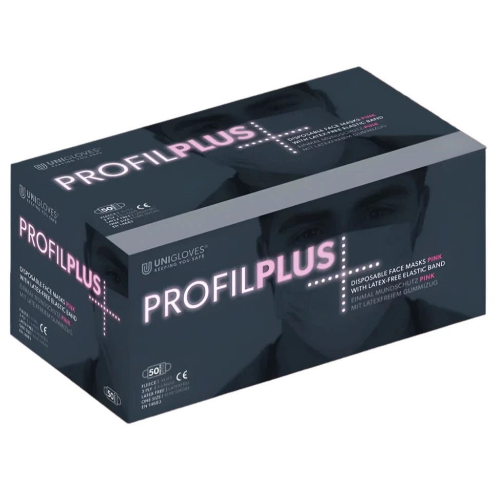 Box of Profil Plus disposable face masks pink