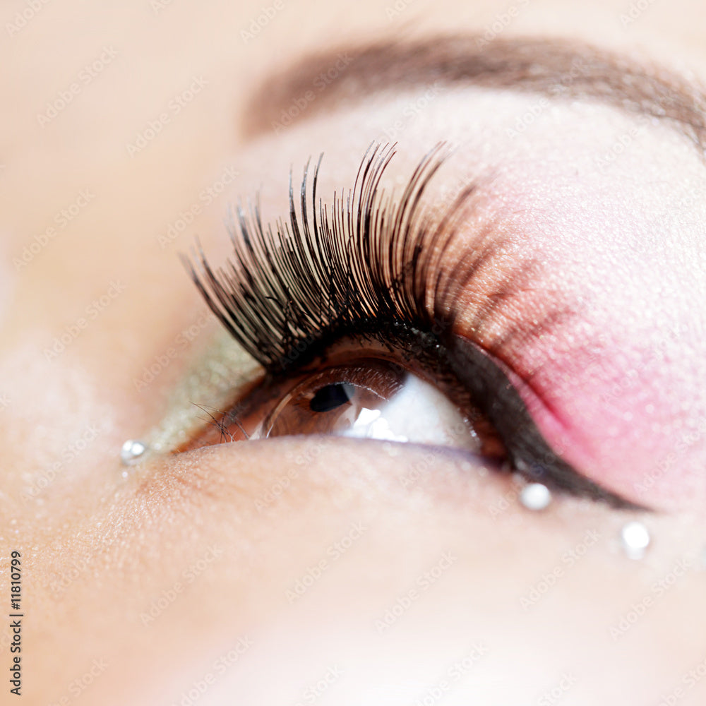 Strip flare lashes in line for make-up, PINK CRYSTALS