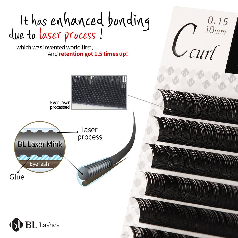 BL Lashes Laser Mink eyelash extensions C-0.07-MIX TRAY