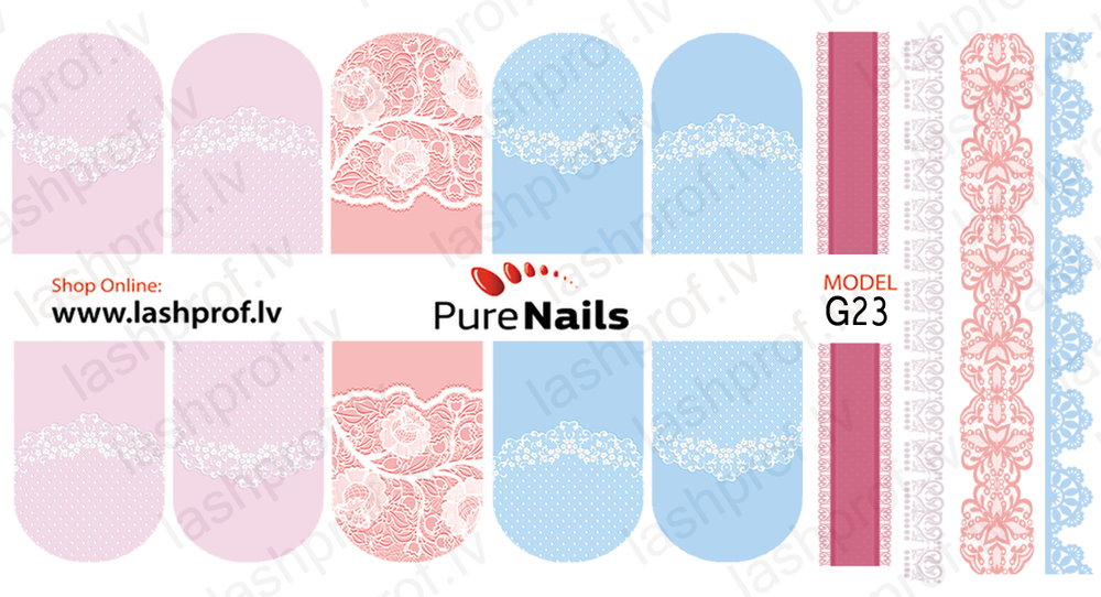 BIS Pure Nails water slider nail design sticker decal LACE, G23, G26 and G27