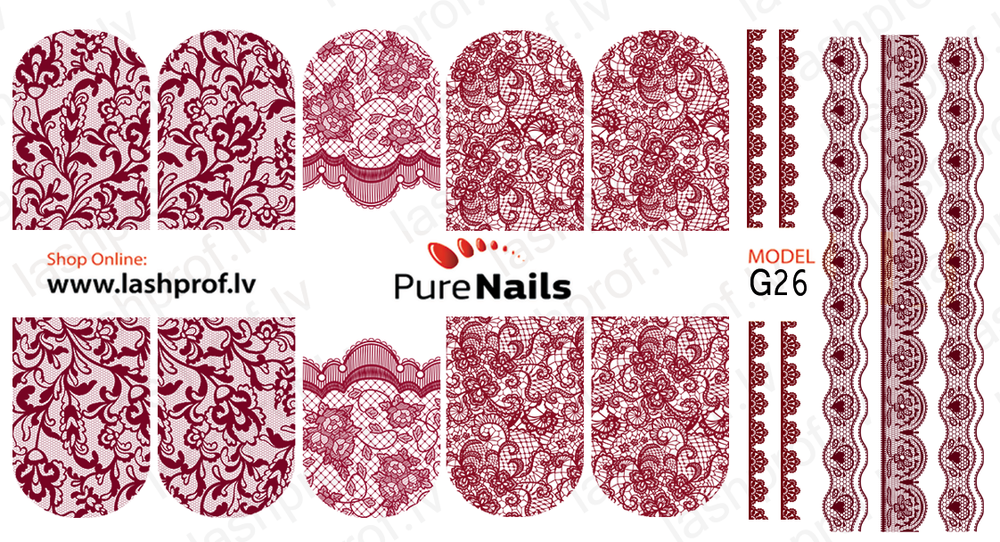 BIS Pure Nails water slider nail design sticker decal LACE, G23, G26 and G27