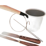 Metal spatula with wooden handle for body waxing, THIN