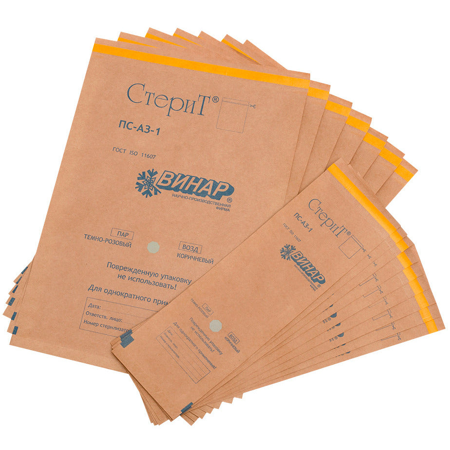 VINAR STERIT Kraftpapīra sterilizācijas maisiņi 50x170 mm, 1 gb vai 100 gb