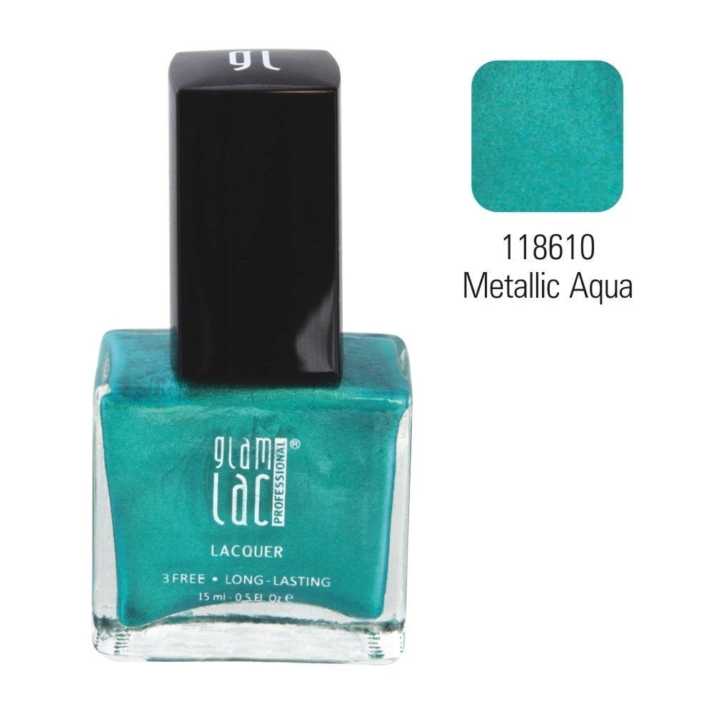 GlamLac gēla efekta nagu laka 15 ml, 118610 METALLIC AQUA