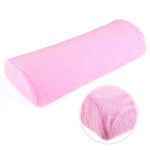 Manicure hand cushion, pink terry cloth