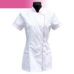 BEAUTY MASTER short sleeve wrap tunic jacket, WHITE