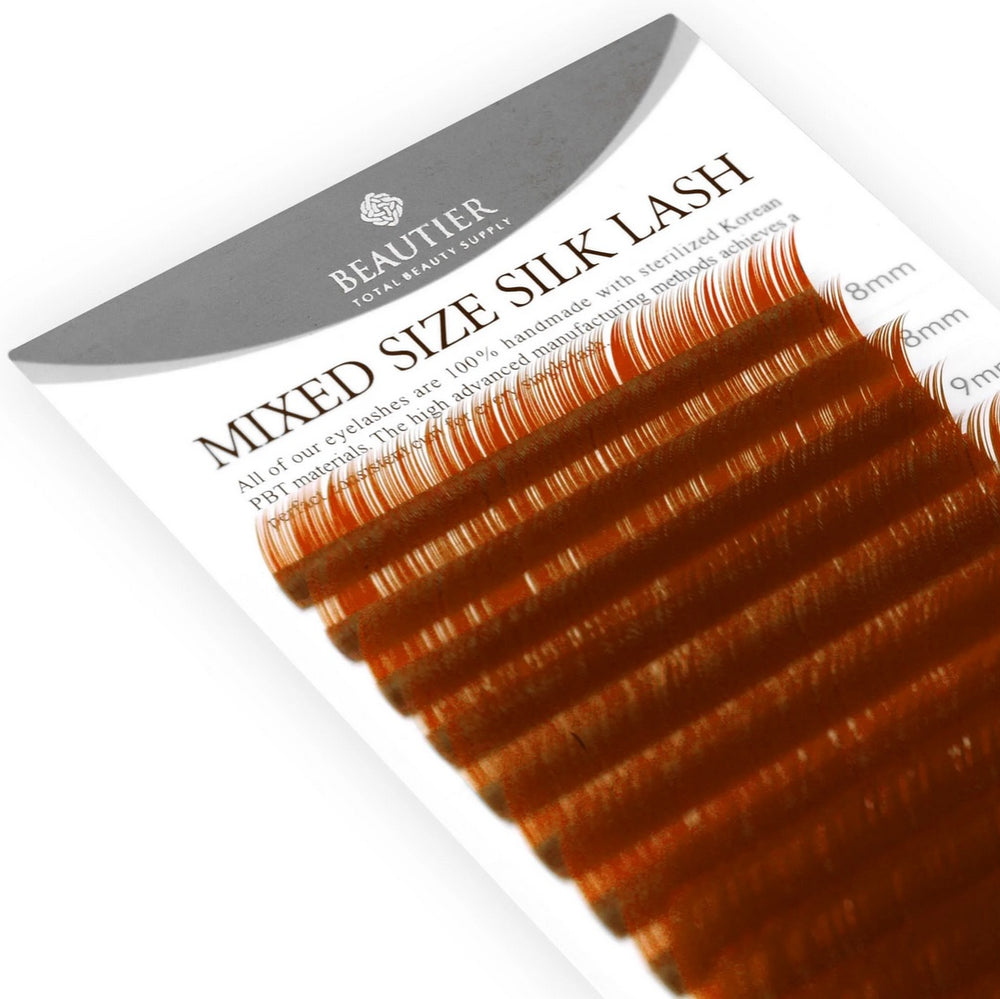 Beautier BRIGHT BROWN eyelash extensions, C or D-MIX