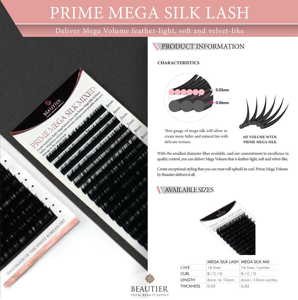Beautier eyelash extensions ONE SIZE 0.07 - 0.10, L shape