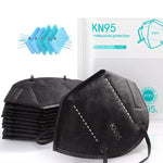 Protective face mask respirator KN95, BLACK with black earloops