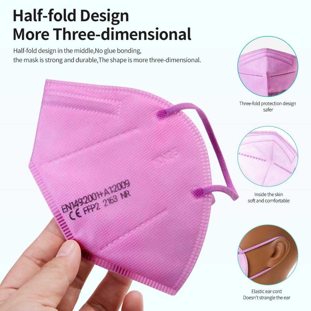 Medicine face mask KN95 respirator FFP2 pack of 10, PINK
