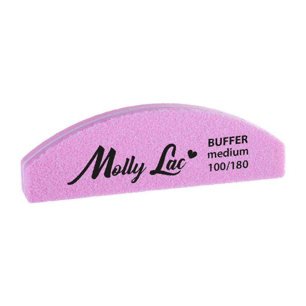 Molly Lac nail file buffer halfmoon PINK, 100/180
