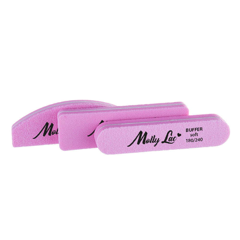 Molly Lac nail file buffer halfmoon PINK, 100/180