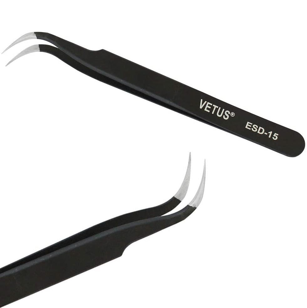 Genuine VETUS ESD-15 tweezers for eyelash extensions, BLACK