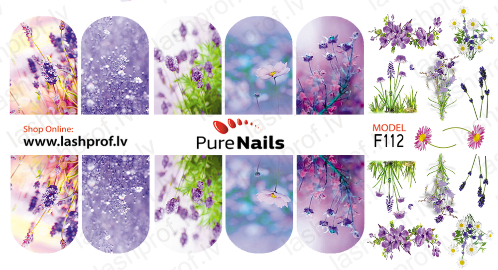 BIS Pure Nails water slider nail design sticker decal LAVANDA, F112