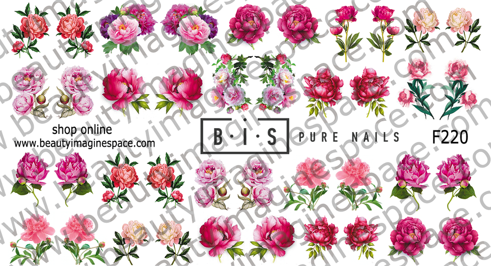 BIS Pure Nails  slider nail design sticker decal PEONY, F220