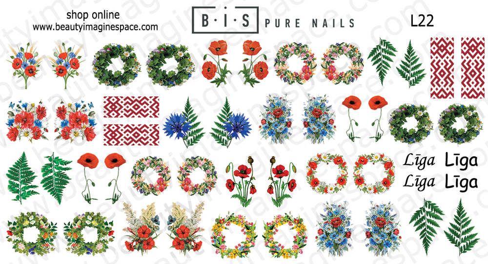 BIS Pure Nails  slider nail design sticker decal LĪGO, L22