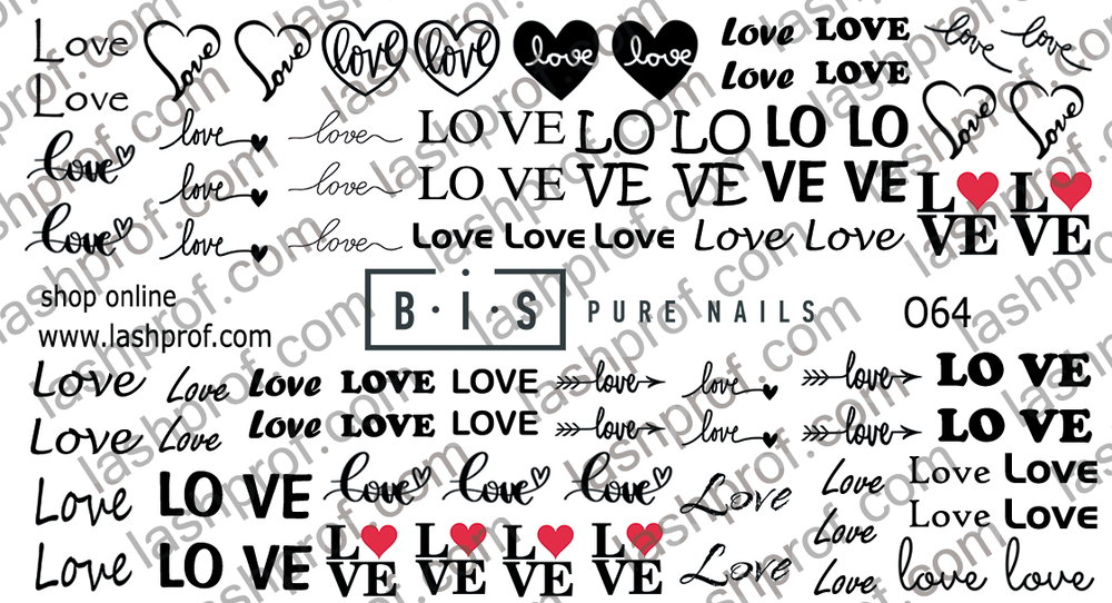 BIS Pure Nails nagu dizaina slaideri uzlīmes LOVE EXPRESSIONS, O64