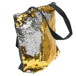 Shiny bag with zipper 38 x 33 x 15 cm, GOLD-SILVER