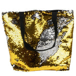 Shiny bag with zipper 38 x 33 x 15 cm, GOLD-SILVER