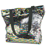 Shiny bag with zipper 38 x 33 x 15 cm, RAINBOW-SILVER