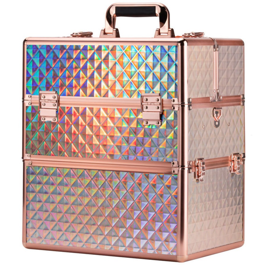 Beauty suitcase 3D design XL, HOLO ROSE GOLD
