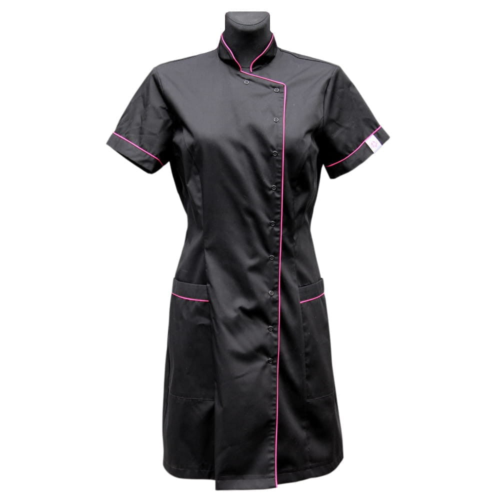 BEAUTY MASTER short sleeve wrap tunic jacket, BLACK