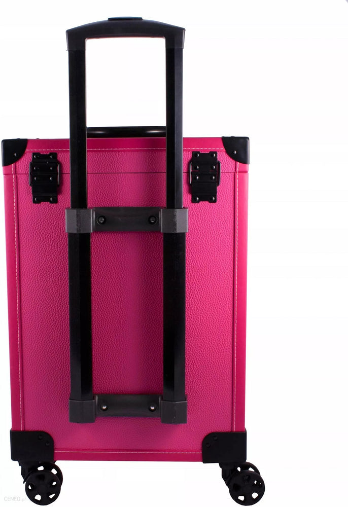 PRO Beauty leather trolley XL size on wheels, HOT PINK