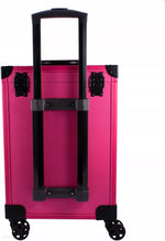 PRO Beauty leather trolley XL size on wheels, HOT PINK