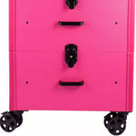 PRO Beauty leather trolley XL size on wheels, HOT PINK