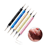 Dot tool with rhinestones for nail design, 5 sizes