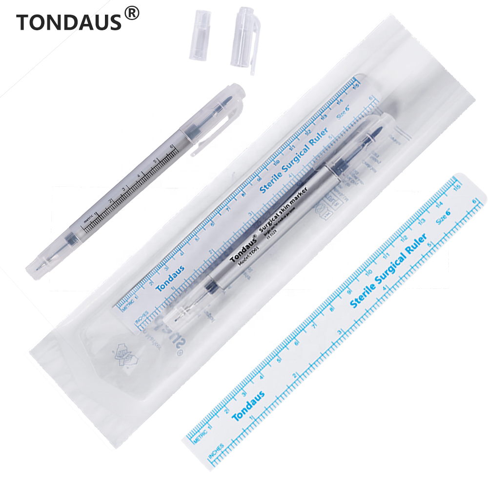 Double sided Surgical Skin Marker + Ruler by TONDAUS, blue