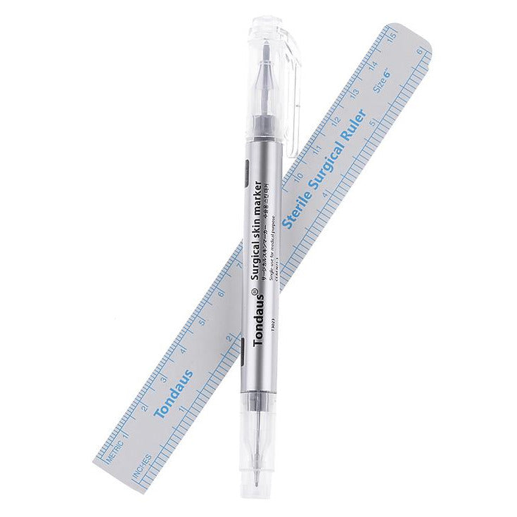 Double sided Surgical Skin Marker + Ruler by TONDAUS, blue